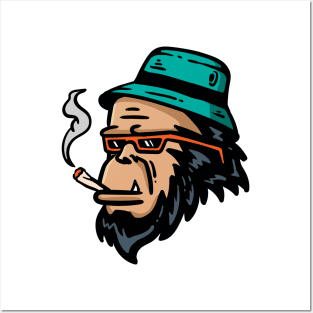 Chimpanzee smoking Posters and Art